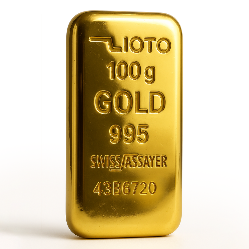 شمش ۱۰۰ گرم طلا عیار ۹۹۵ زیوتو