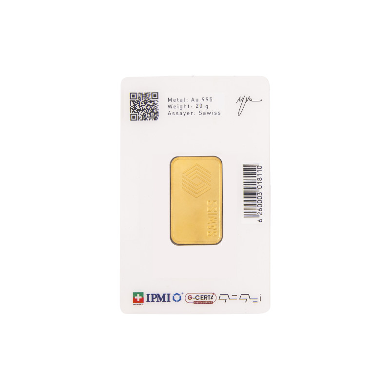 شمش ۲۰ گرم طلا عیار ۹۹۵ زیوتو