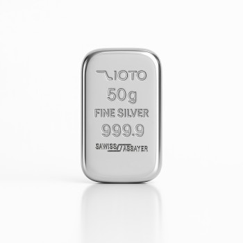 شمش ۵۰ گرم نقره عیار ۹۹۹/۹ زیوتو