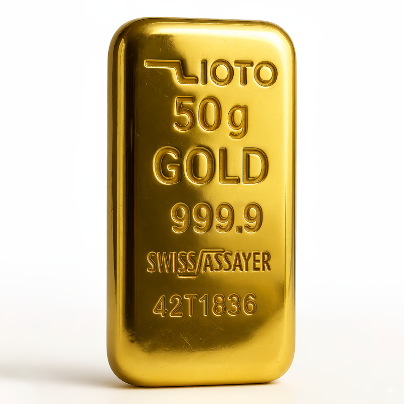 شمش ۵۰ گرم طلا عیار ۹۹۹/۹ زیوتو