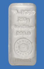 شمش نقره ۲۵۰ گرم عیار ۹۹۹/۹ زیوتو