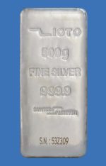 شمش نقره ۵۰۰ گرم عیار ۹۹۹/۹ زیوتو