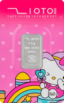 شمش نقره زیوتو ۲/۵ گرمی عیار ۹۹۹.۹ دخترانه مدل Hello Kitty