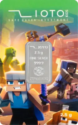شمش نقره زیوتو ۲/۵ گرمی عیار ۹۹۹.۹ پسرانه مدل Minecraft