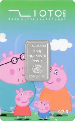 شمش نقره زیوتو ۲/۵ گرمی عیار ۹۹۹.۹ دخترانه مدل Peppa Pig
